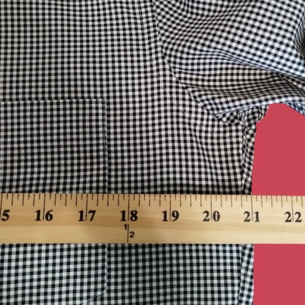 Uniqlo Fine Cloth Gingham Long-Sleeve Men Shirt 100% Cotton Black/White Large - Picture 5 of 11